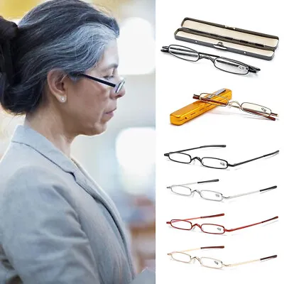 Slim Glasses Mini Reading Glasses Presbyopia Eyeglasses Glasses With Metal Case • $5.33