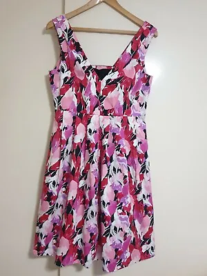 BASQUE Petite Pink Floral Sleeveless Cotton Dress Size 12 • $10