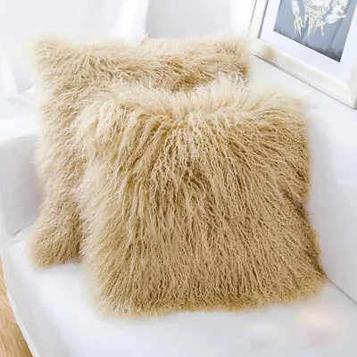 Lamb Fur Pillow Case Real Fur Cushion Cover Natural Lamb Pillow Cover Fluffy Fur • $134.72