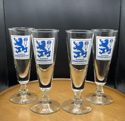 Munich Lowenbrau Set Of 4 1970's German Pilsner Beer Glasses Vintage • $22