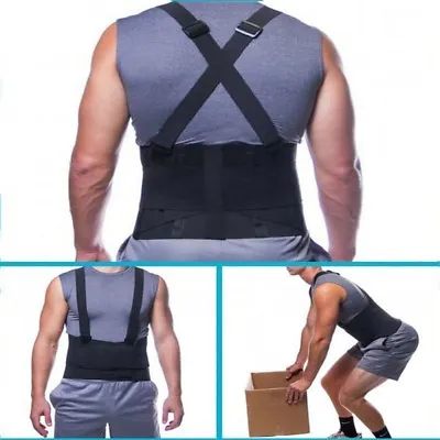 $14.99 • Buy Back Support Belt Heavy Lift Lumbar Brace Suspenders For Work Adjustable Strap