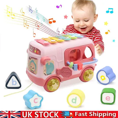 Baby Musical Bus Toys Toddler Activity Cube Xylophone Shape Sorter Kids Toy Gift • £11.90
