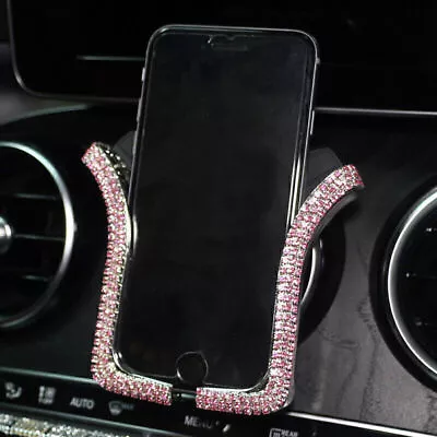Universal Car Phone Holder With Bing Crystal Rhinestone Auto Air Vent Mount Clip • $14.61