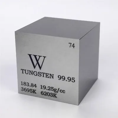 $249 • Buy 1.5 Inches 38.1mm Tungsten Metal Cube 1051grams 99.95% Engraved Periodic Table