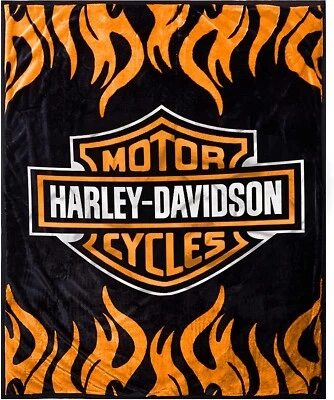 $39.99 • Buy Harley Davidson Queen Size Soft Plush Polyester Blanket Throw For Bed Decor