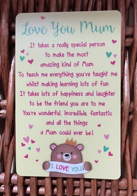 £2.85 • Buy Love You Mum Keepsake Sentimental Verse Wallet Credit Card With Envelope