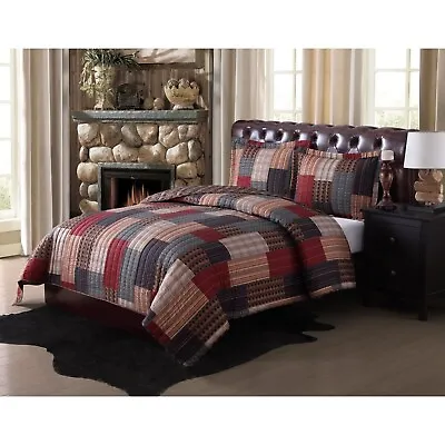 Queen Size Bedding Quilt Set Rustic Lodge Farm Cabin Country Patchwork Design • $109.95