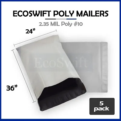 5 24x36 LARGE EcoSwift White Poly Mailers Shipping Envelopes Self Sealing Bags • $6.09