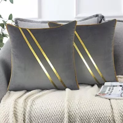 Velvet Cushion Covers Pillow Case Home Sofa Couch Bedroom Decorative Squar Shape • £41.89