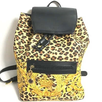 VERSACE Vintage Leopard Backpack Bag Backpack PVC / Leather Yellow/Black • $547.80