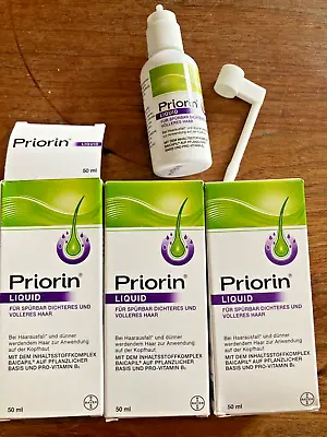 ORIGINAL NEW  GERMAN PRIORIN Liquid 3x50ml  Hair Loss Regrowth 2025 VEGAN • £137.48