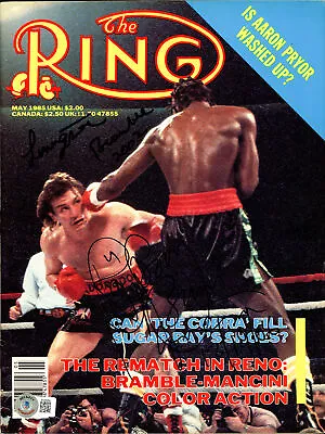 Ray Boom Boom Mancini & Livingstone Bramble Autographed Ring Magazine Beckett • $49