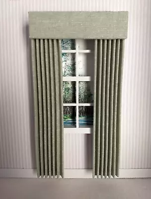 Seafoam Green Linen Dollhouse Curtains 1:12 Scale • $12.95