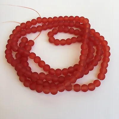 £3.78 • Buy 135X Pieces Red Frosted Glass Beads 6mm Round Transparent Bead  80cm Strand