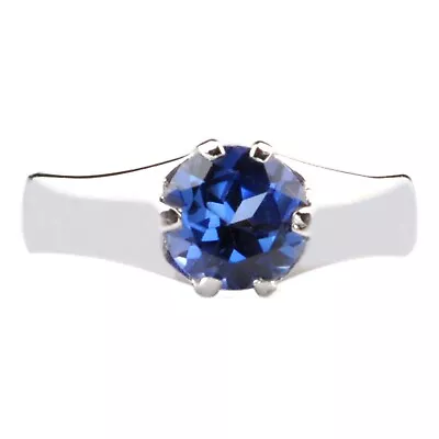 1.50Ct Round Shape 100% Natural Blue Tanzanite Ring In Solid 14KT White Gold • $240