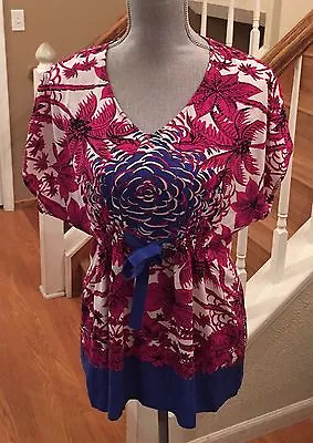 Gorgeous CAbi #193 Blue Pink Scarf Tunic Size Small • $15.90