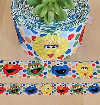 7/8 1.5 & 3  (1 YD) Sesame Street Ribbon Cookie Monster Elmo Big Bird Oscar • $1.35