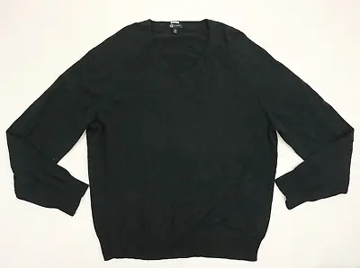 J. Crew Mens Cotton Cashmere Knit Soft Warm Black V-Neck Sweater Large • $21.59