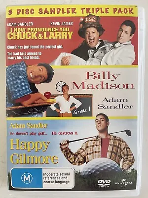 $18.95 • Buy I Now Pronounce You Chuck And Larry  / Billy Madison  / Happy Gilmore (DVD) VGC