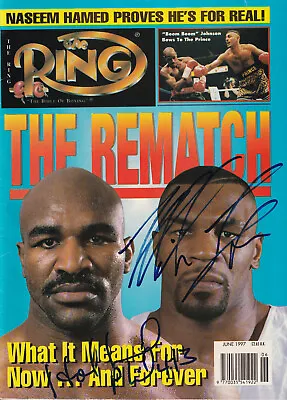 Hand Signed Mike Tyson & Evander Holyfield Ring Magazine 'The Rematch' COA • £175