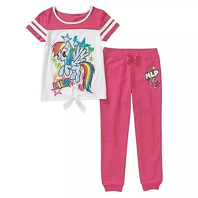 My Little Pony Rainbow Dash 4/5 Sparkle 2pc Jogger Outfit Tied Tee + Sweatpants • $12.95