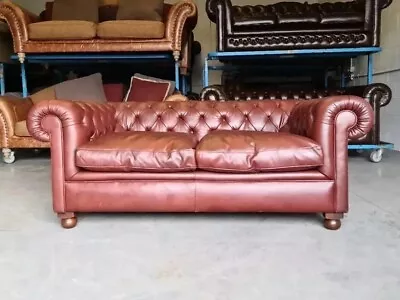 707. Laura Ashley Rochester Tetrad Leather Chesterfield 2 Seater Sofa 🚚🇬🇧 • £799