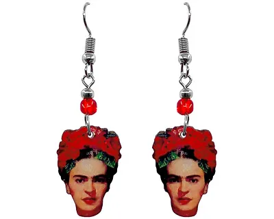 Frida Inspired Earrings Face Dangle Mexican Artist Womens Handmade Boho Jewelry • $13.99