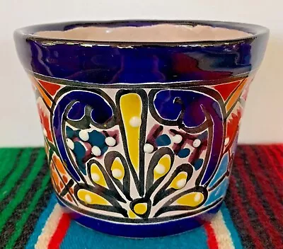  Mexican Ceramic Flower Pot Planter Folk Art Pottery Handmade Talavera #75 • $19.99