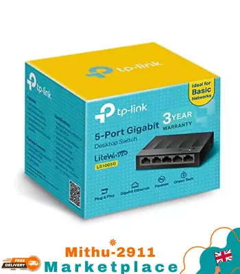 TP-Link 5-Port Gigabit Ethernet Switch Hub Network Splitter Desktop Wallmount_UK • £13.99