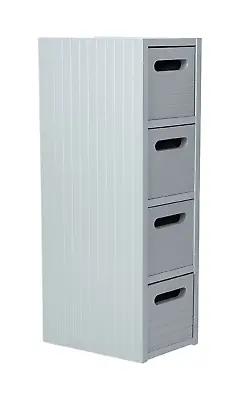 £42.90 • Buy Bathroom 4 Drawer Cabinet Cupboard Storage Unit Wooden Fully Assembled Grey