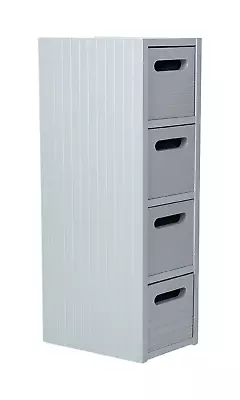 £42.90 • Buy Bathroom 4 Drawer Cabinet Cupboard Storage Unit Wooden Fully Assembled Grey