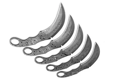 Lot Of 5 Piece Handmade Damascus Steel Karambit Blanks Blade Knife Maker Mater . • $176