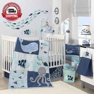 $267.23 • Buy Oceania 6-Piece Baby Crib Bedding Set - Blue Ocean, Nautical, Aquatic, Whale, Oc