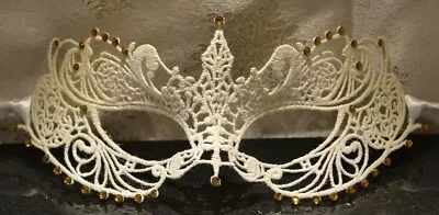 Masquerade Mask Ivory And Gold Masked Ball Events Christmas New Years Party 2023 • £11.75