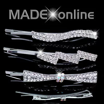 Hair Grips A Pair Of Sparkle Bling Slides Silver Clip Pins • £4.49