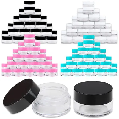 50 Jars 5 Gram High Quality Thick Acrylic Plastic Jar Sample Containers BPA FREE • $13.99