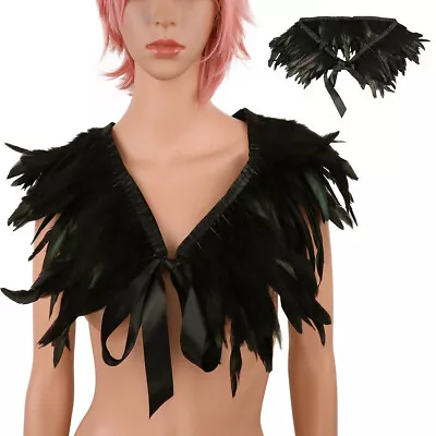 Gothic Victorian Natural Feather Shrug Shawl Shoulder Wrap Cape Jacket Scarf Top • $11.73