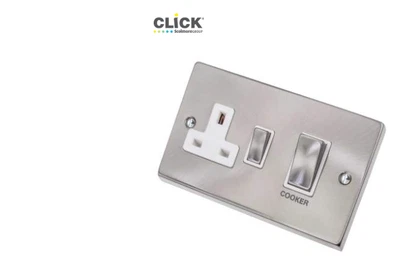 £17.99 • Buy Click Deco 45A DP Cooker Control Unit Metal / White Insert Satin Chrome