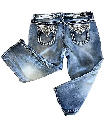 Vigoss The New York Capri Womens Size 18x21 Blue Denim  Jeans Jeweled Bling • $32.99