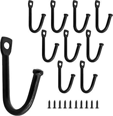 Metal J Shaped Iron Hooks 1.4 Inch Wall Mounted Single Hooks Simple Hanger Hoo • $15.99