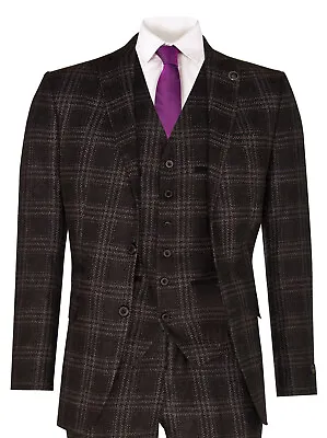 Mens 3 Piece Grey Tweed Suit Check Wool Vintage Retro Peaky Blinders 1920s  • $209.99