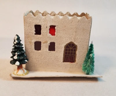 $11.99 • Buy Vintage CHRISTMAS Village Castle Putz Church Building Small White Mica Holiday
