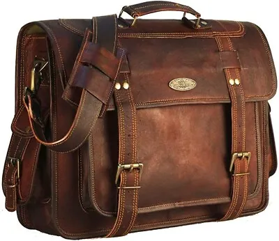 Full Grain Large Leather Messenger Bag For Men 16  | Vintage Leather Laptop Bags • $57.33