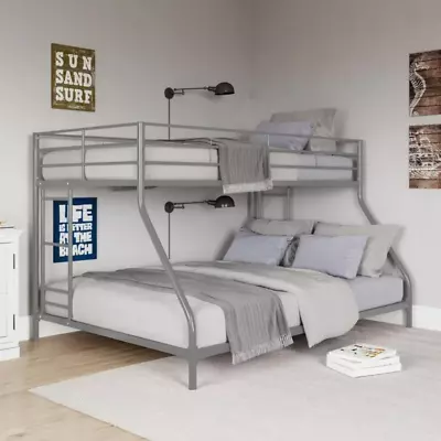 Bunk Beds For Kids Bed Frame Junior Twin Full Silver Metal Cama Litera Para Niño • $209.97