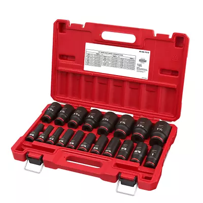 Milwaukee 49-66-7012 19 PC SHOCKWAVE 1/2  Dr SAE Deep 6 Point Socket Set • $164