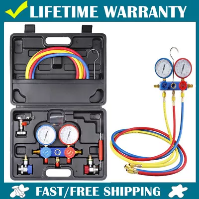 R134A R404A R22 R410A HVAC Refrigeration Charging Kit A/C Manifold Gauge Set 5FT • $76