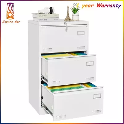 3 Drawer Lateral File Cabinet Lockable Vertical Files Cabinet For Home Office A4 • $209