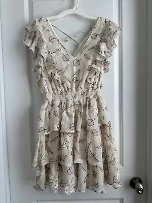 Women’s Koko + Mason Ruffle Embroidered Leaf Dress Size Medium • $15