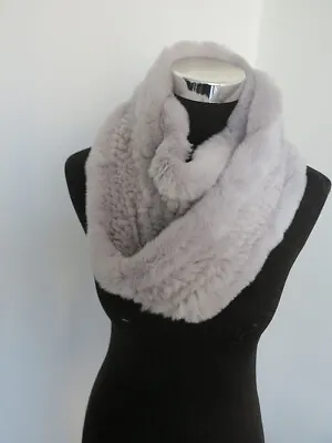 100% Real Rex Rabbit Fur Scarves/ Collar / Fur Neck Women Wraps /gray Cape  • $32