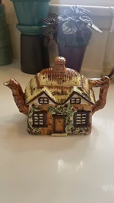 Vintage Occupied Japan Maruto Mu Cottage Ware Thatched Roof Tea Pot 1945-1952 • $18